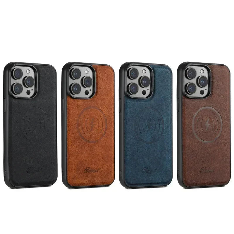 skorten® Luténi: The Ultimate 2-in-1 Sleek Leather Magsafe® Case with Slim Snap-On Wallet