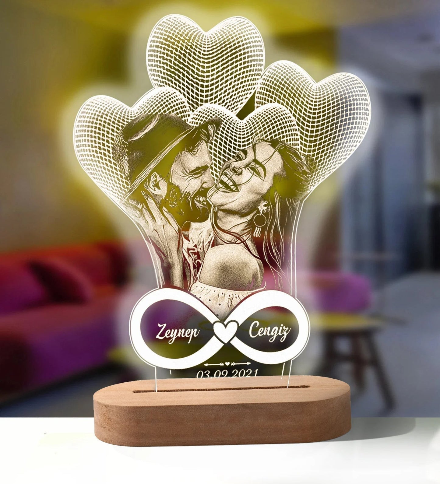 LuminaMemoir: Custom 3D Photo Keepsake Lamp: Capture Your Memories in Light - A Hallmark of Love