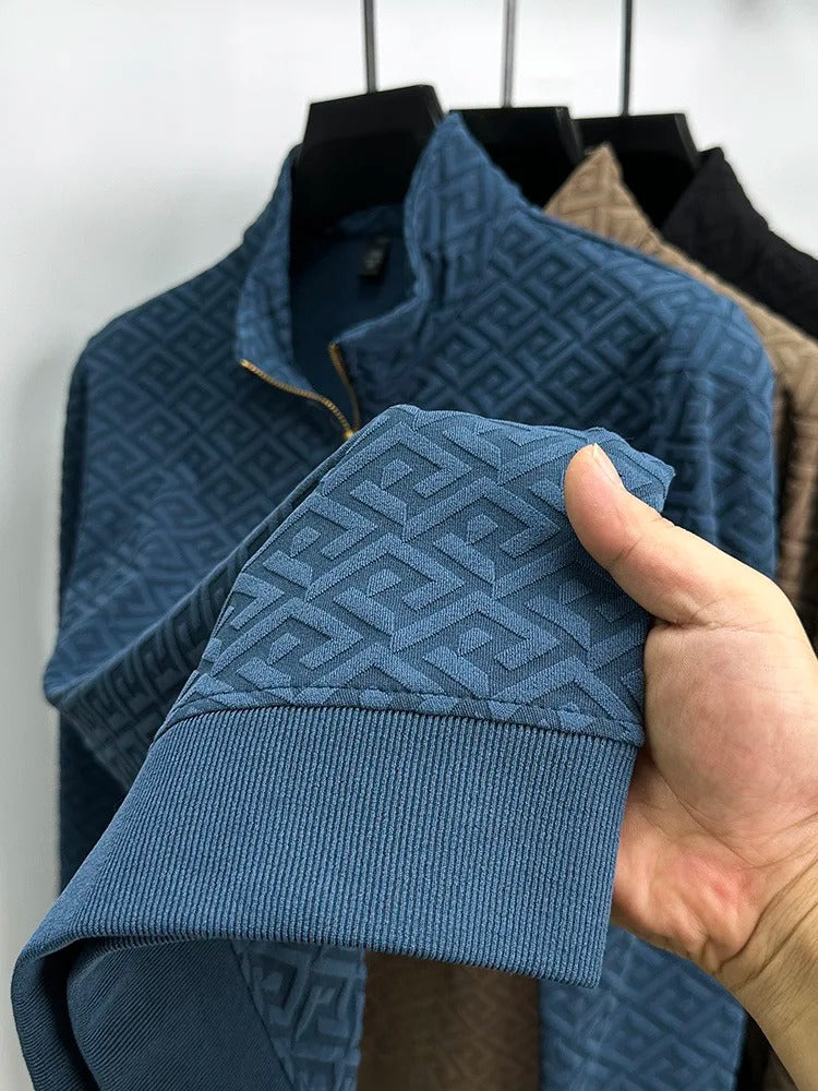 GeoJacquard® Pullover Style Full-Sleeve Shirt by AvenueFinds Milan