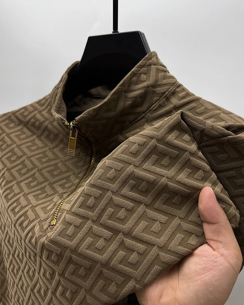 GeoJacquard® Pullover Style Full-Sleeve Shirt by AvenueFinds Milan