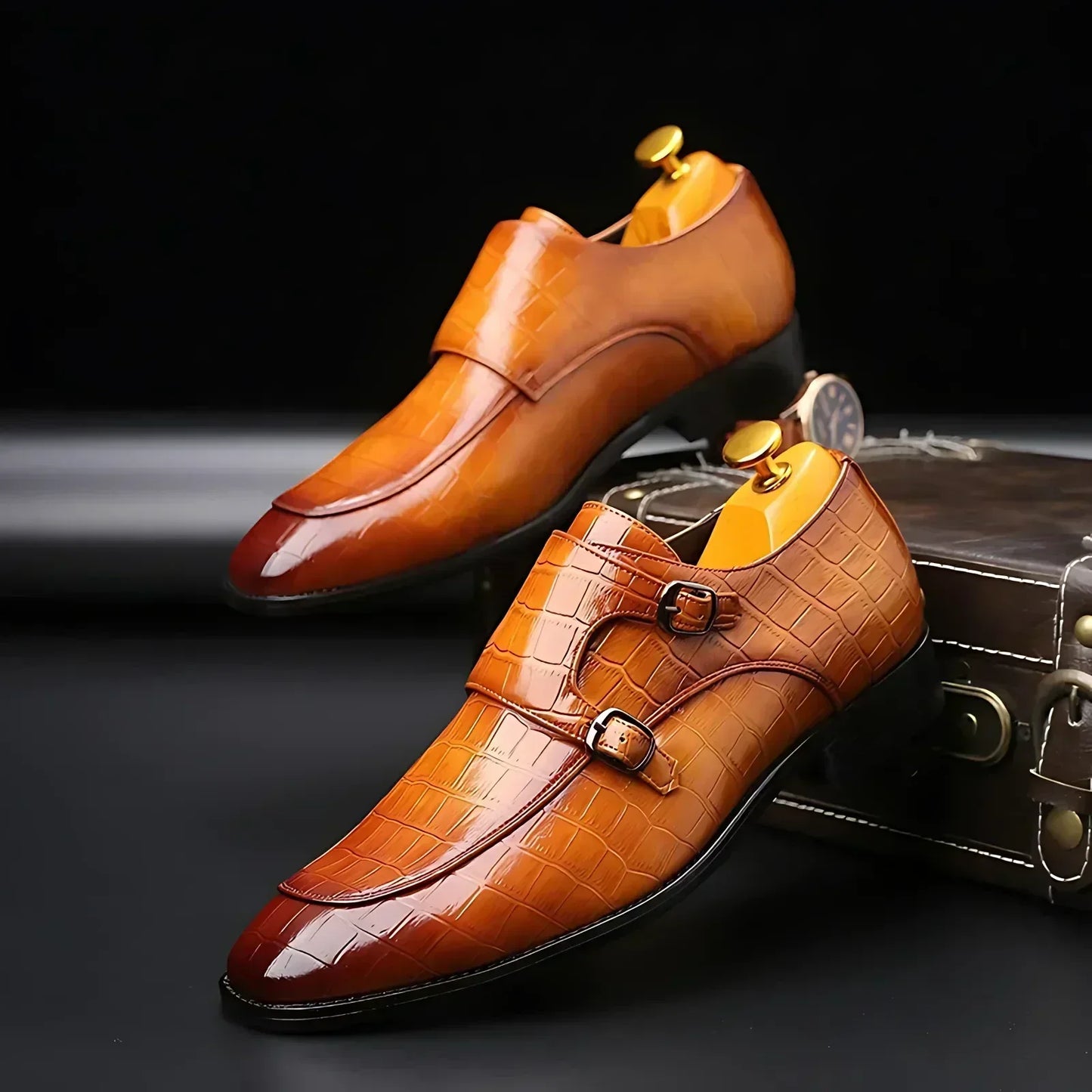 Kroksiluett Brogue Slip-Ons with Buckle-Belt Laces