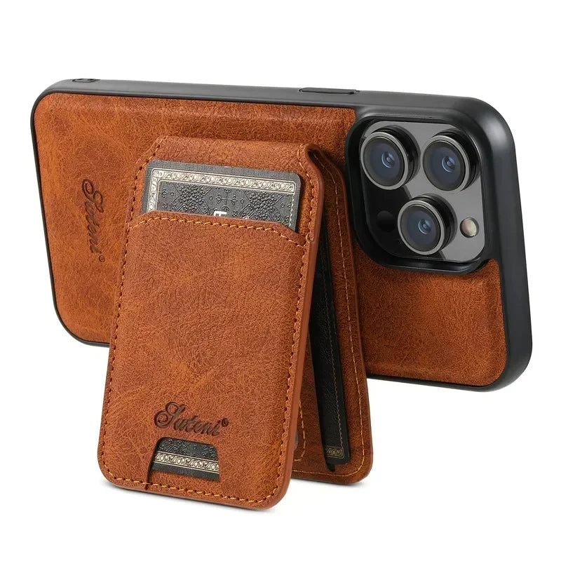 skorten® Luténi: The Ultimate 2-in-1 Sleek Leather Magsafe® Case with Slim Snap-On Wallet