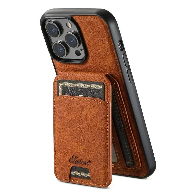 skorten® Luténi: The Ultimate 2-in-1 Sleek Leather Magsafe® Case with Slim Snap-On Wallet