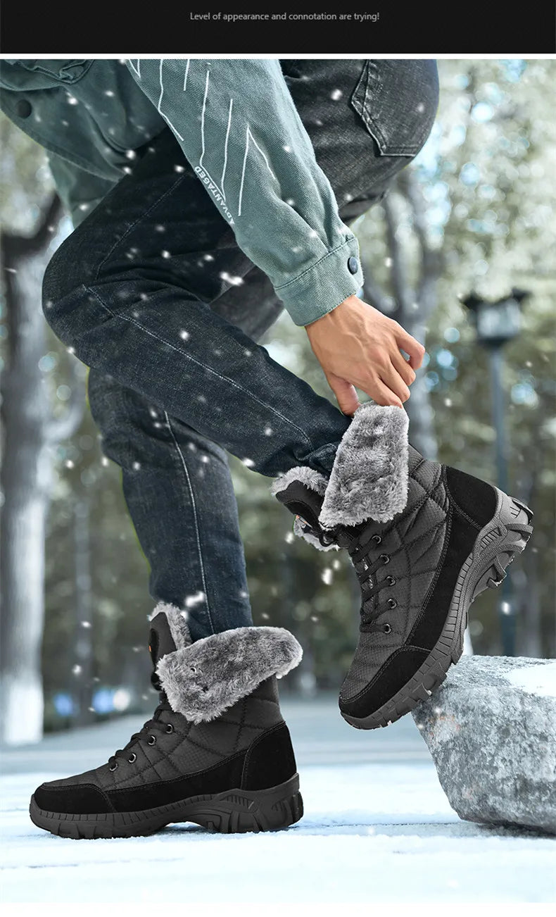 Hexton® Men's Winter Boots by Avenue Finds & Co. NYC: Waterproof High-Top Plush Lined Snow Boots with Superior Grip for Winter Hikes & Slippery Black Ice