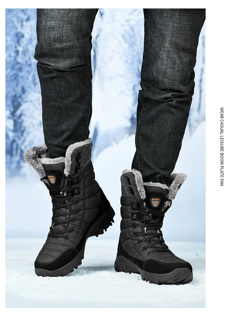 Hexton® Men's Winter Boots by Avenue Finds & Co. NYC: Waterproof High-Top Plush Lined Snow Boots with Superior Grip for Winter Hikes & Slippery Black Ice