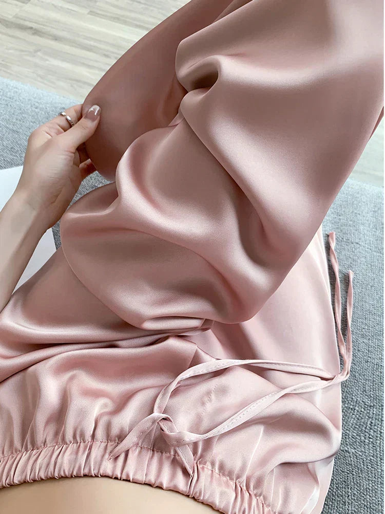 Silksommar® Collection - High-Waist & Loose-Fit Ultra Comfy Ice Silk Satin Trousers