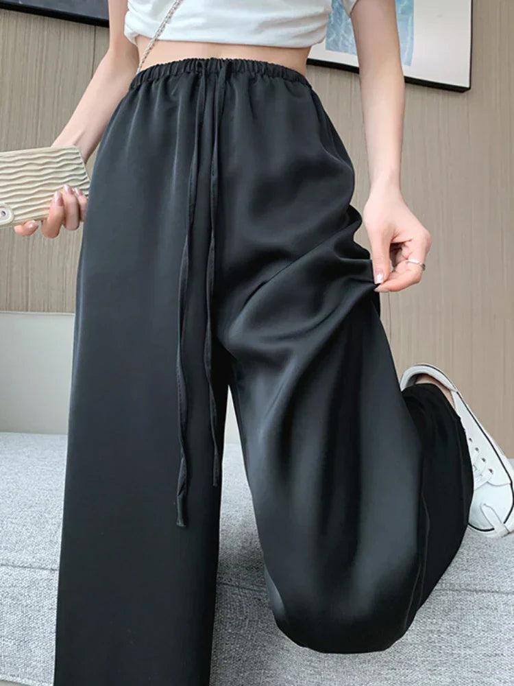 Silksommar® Collection - High-Waist & Loose-Fit Ultra Comfy Ice Silk Satin Trousers