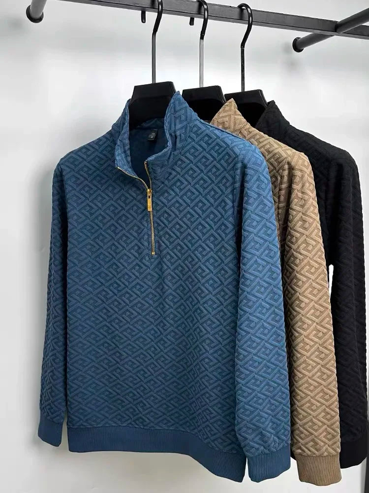 GeoJacquard® Pullover Style Full-Sleeve Shirt by AvenueFinds Milan