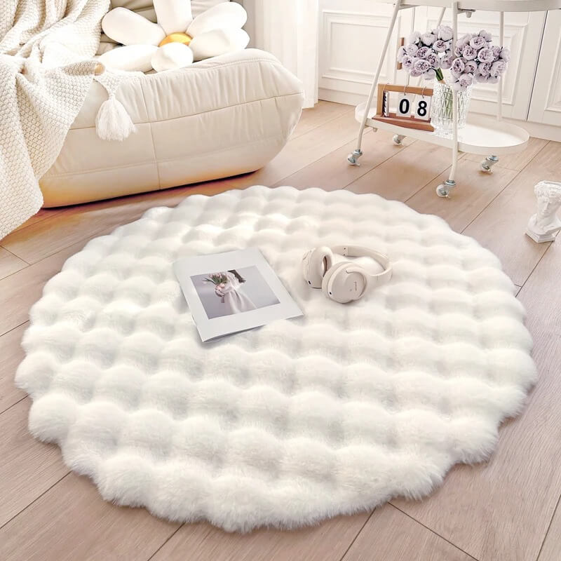 skorten® Skysoftia: Plush & Puffy Chic 3D Waves-Textured Area Rug for Modern Home Décor