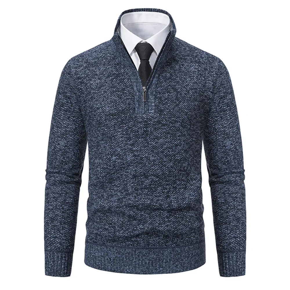 Fleeceknit® - Knitted Half-Polo Turtle Neck Sweater