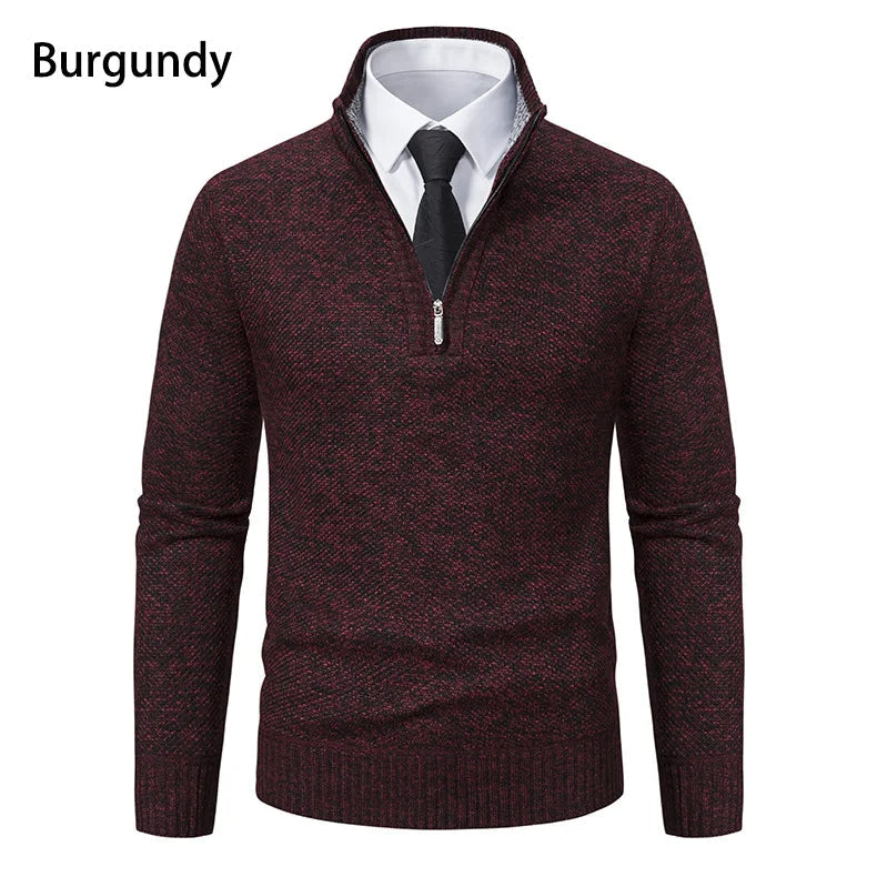 Fleeceknit® - Knitted Half-Polo Turtle Neck Sweater