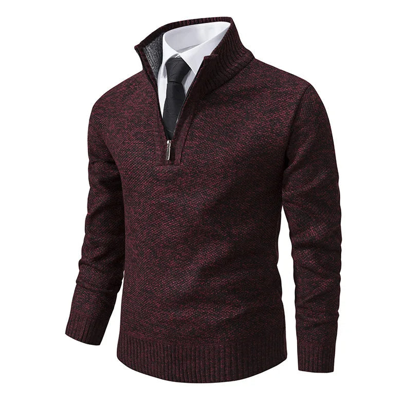 Fleeceknit® - Knitted Half-Polo Turtle Neck Sweater