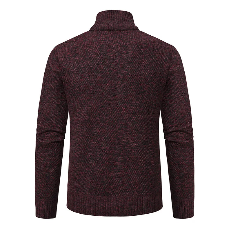 Fleeceknit® - Knitted Half-Polo Turtle Neck Sweater