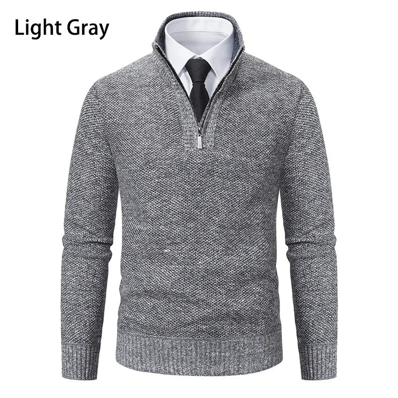 Fleeceknit® - Knitted Half-Polo Turtle Neck Sweater
