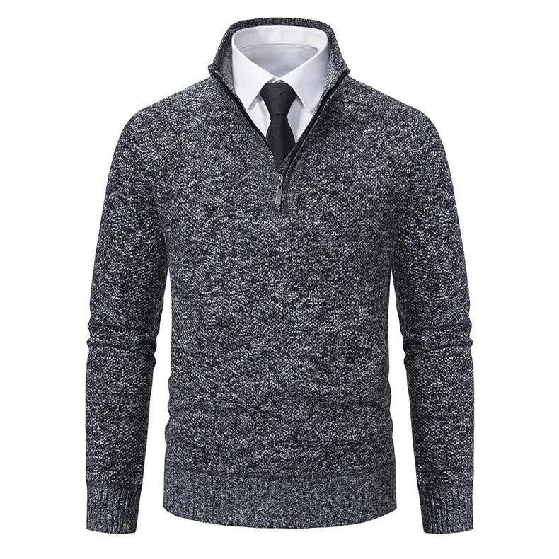 Fleeceknit® - Knitted Half-Polo Turtle Neck Sweater