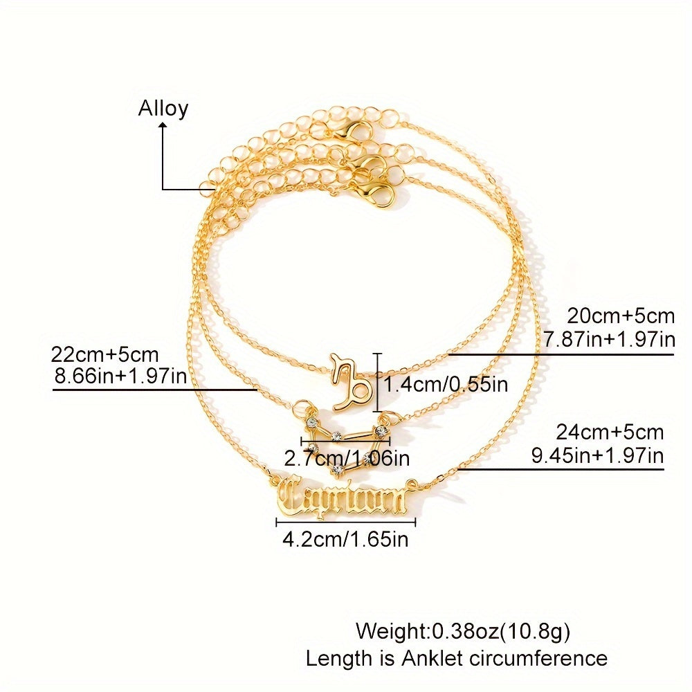 Astrocharm®: Handcrafted Zodiac Sign Inspired Anklet Collection - Set of 3 Styles for the Price of One