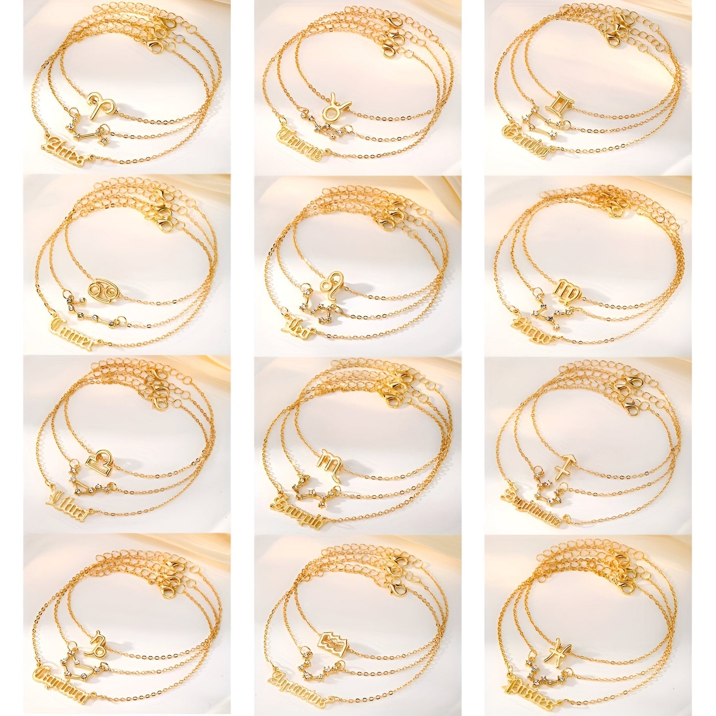 Astrocharm®: Handcrafted Zodiac Sign Inspired Anklet Collection - Set of 3 Styles for the Price of One