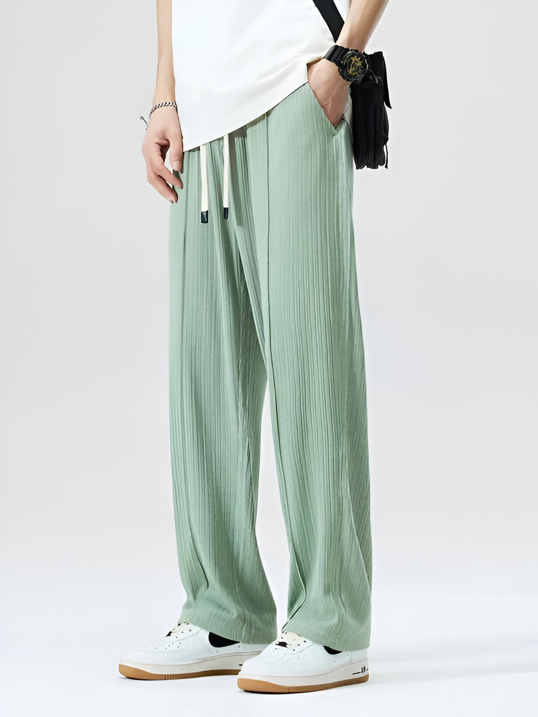 The Santander Dailywear Sweatpants by AvenueFinds Madrid: Lightweight. Breathable. Icy Silk Feel. Drawstring Waist. Pleated. Stretchy.