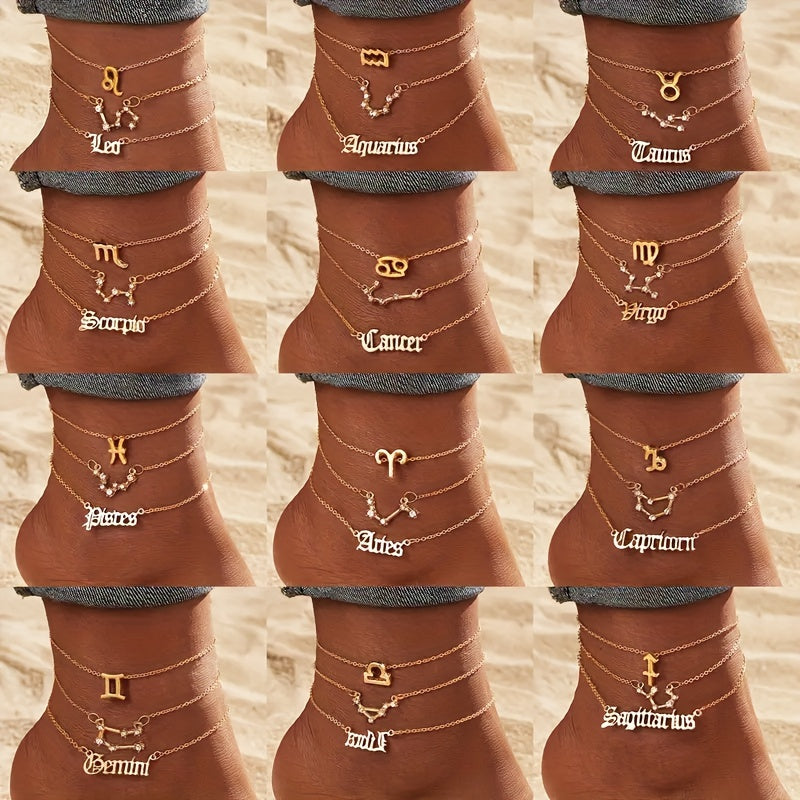 Astrocharm®: Handcrafted Zodiac Sign Inspired Anklet Collection - Set of 3 Styles for the Price of One
