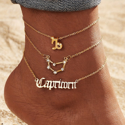Astrocharm®: Handcrafted Zodiac Sign Inspired Anklet Collection - Set of 3 Styles for the Price of One