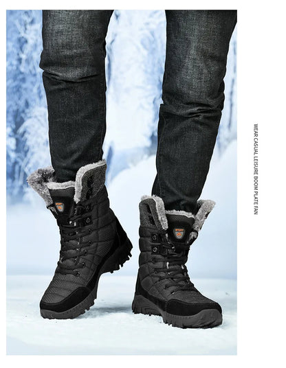 Hexton® Men's Winter Boots by Avenue Finds & Co. NYC: Waterproof High-Top Plush Lined Snow Boots with Superior Grip for Winter Hikes & Slippery Black Ice