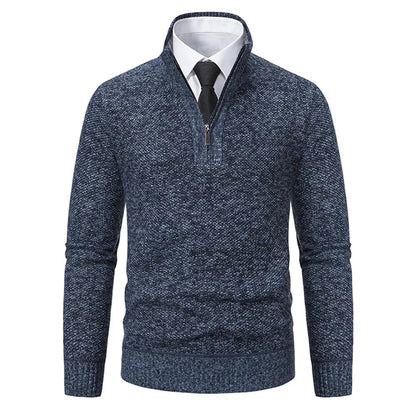 Fleeceknit® - Knitted Half-Polo Turtle Neck Sweater
