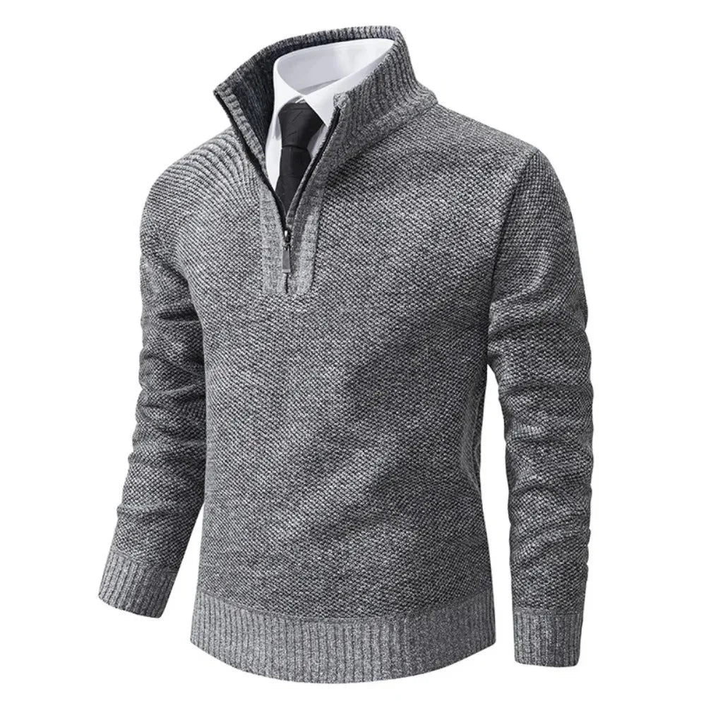 Fleeceknit® - Knitted Half-Polo Turtle Neck Sweater