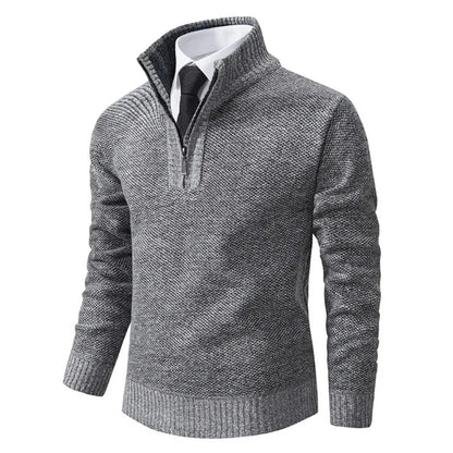 Fleeceknit® - Knitted Half-Polo Turtle Neck Sweater