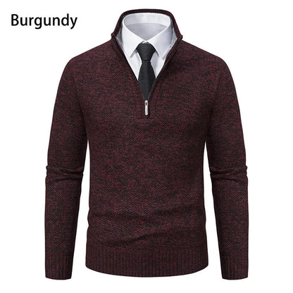 Fleeceknit® - Knitted Half-Polo Turtle Neck Sweater