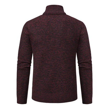 Fleeceknit® - Knitted Half-Polo Turtle Neck Sweater