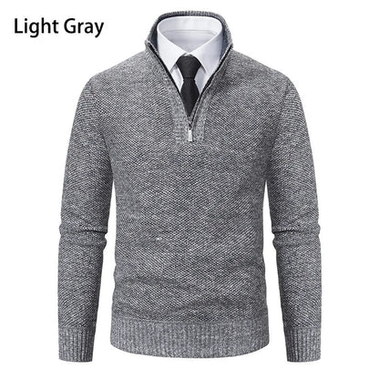 Fleeceknit® - Knitted Half-Polo Turtle Neck Sweater
