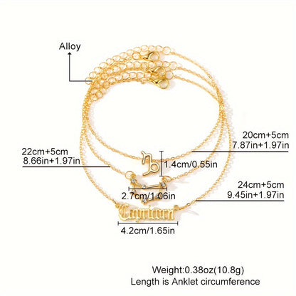 Astrocharm®: Handcrafted Zodiac Sign Inspired Anklet Collection - Set of 3 Styles for the Price of One