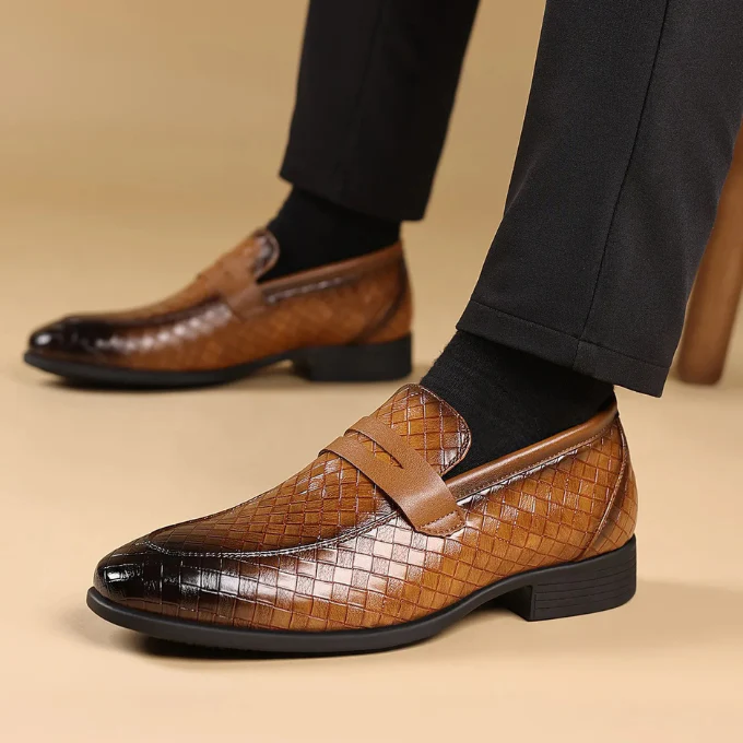 Valenzi Weave Leather Loafers