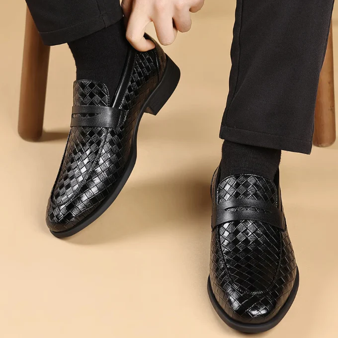 Valenzi Weave Leather Loafers